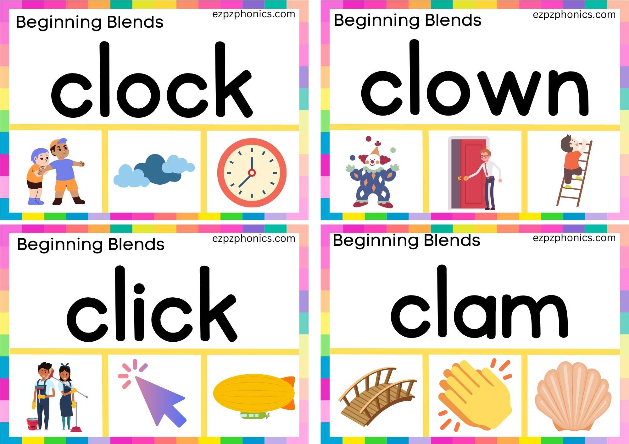 CL Beginning Blends Clip Cards Read The Words And Clip The Correct Images Set 2
